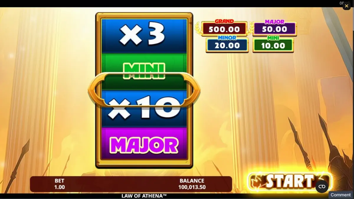 Tampilan visual slot Law of Athena dengan tema Yunani Kuno